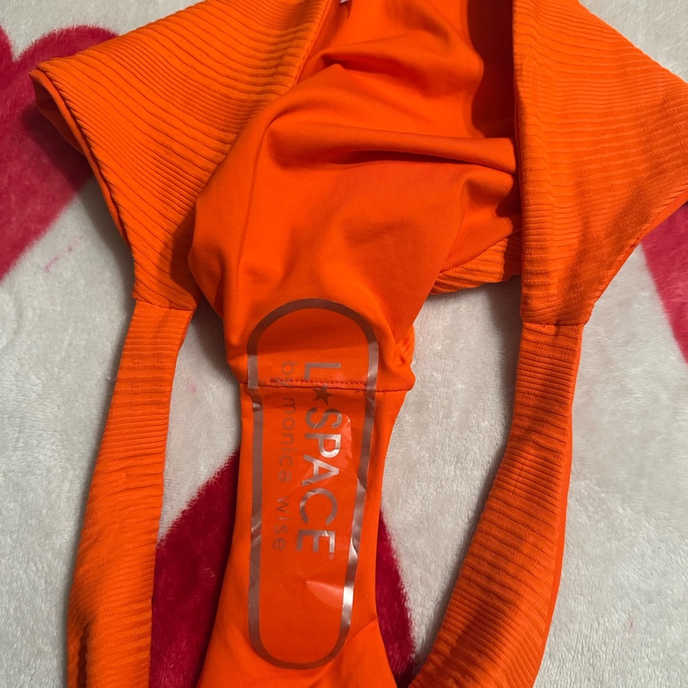 NWT L*SPace Camacho Ribbed Bikini Bottom Full in Poppy Orange - Picture 5 of 8